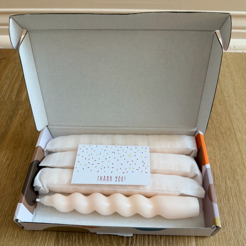Spiral 7.5” Light Pink Taper Candles Set New